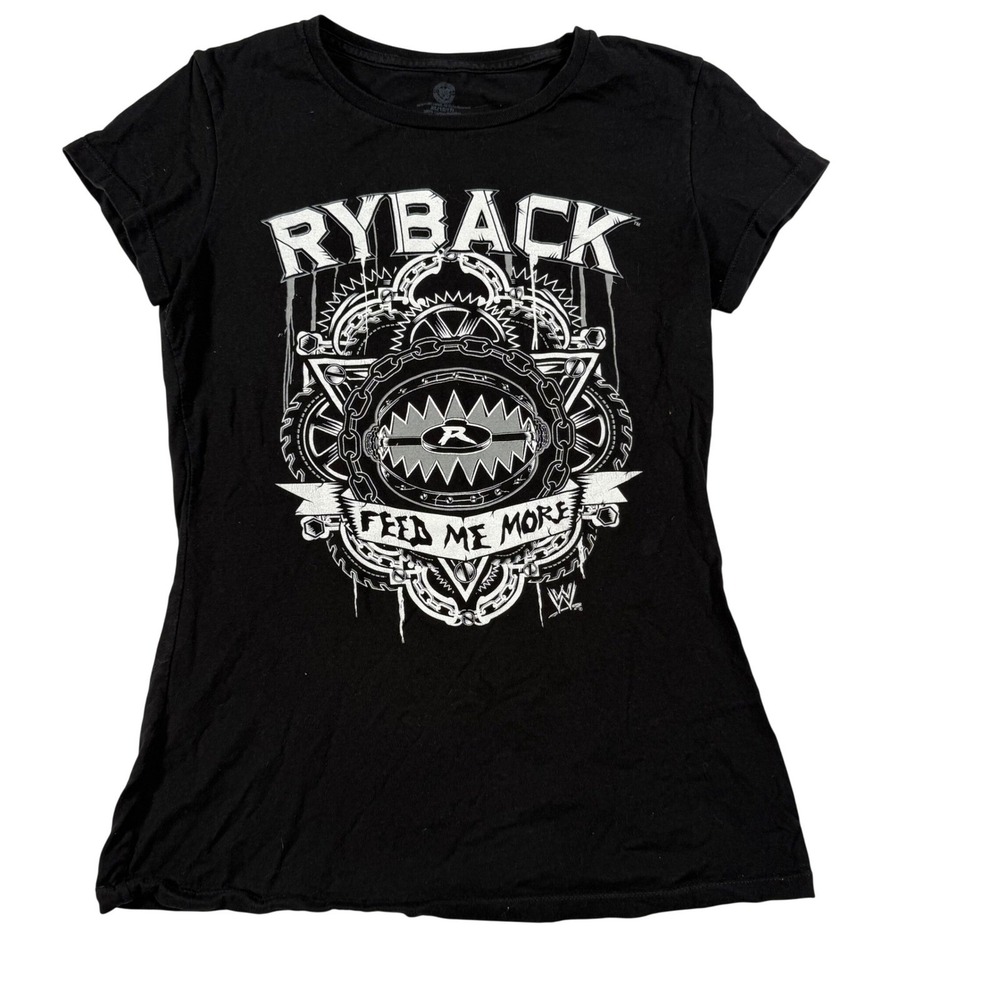 WWE Ryback Feed Me More Graphic T-Shirt Black Womens XL 15/17 Wrestling Tee Y2K